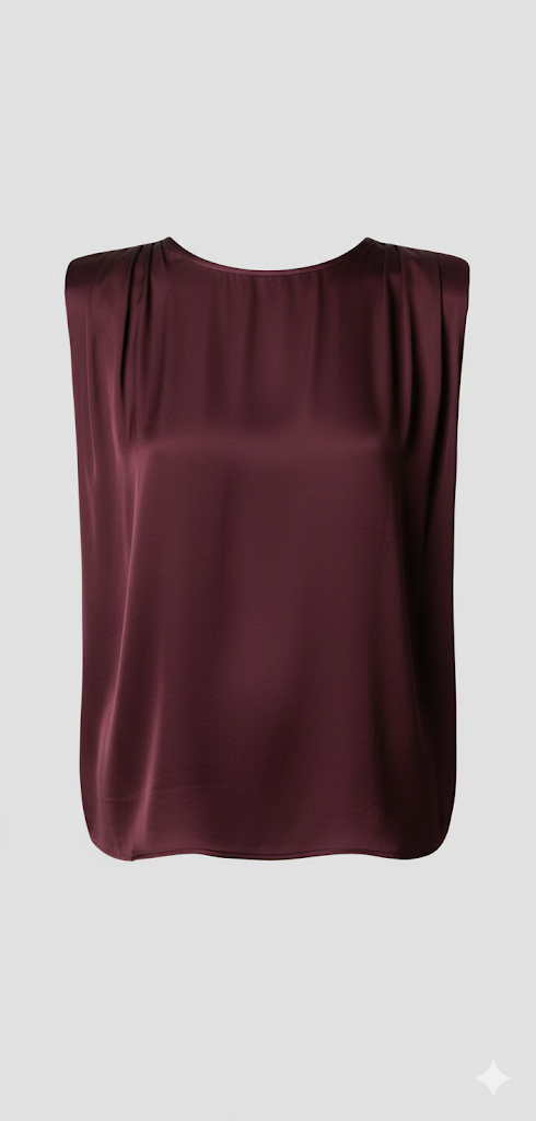 SIMONE SATIN BLOUSE -CABERNET