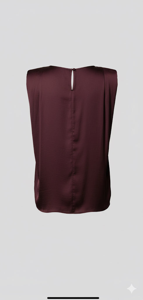 SIMONE SATIN BLOUSE -CABERNET