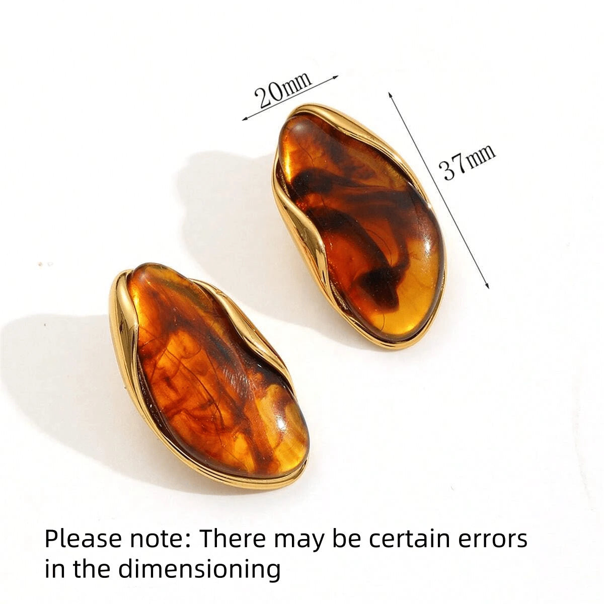 BEAN GOLD PLATED STUD EARRINGS - IVORY