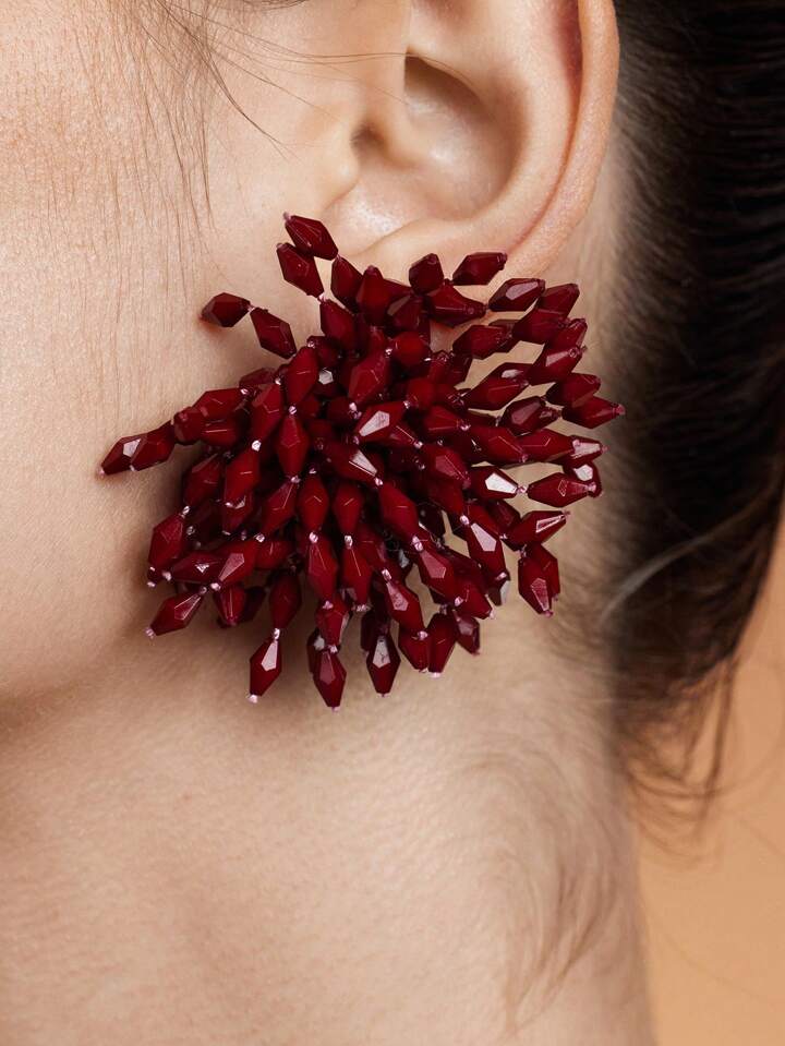 Spark Handmade Stud Earrings- WINE