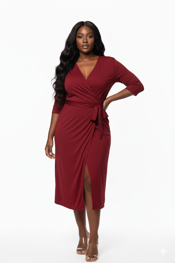 The Amélie Wrap Dress- DEEP MERLOT