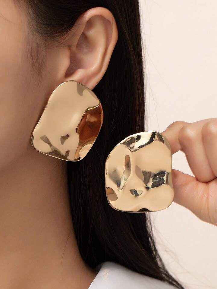 GLISMA Hammered Metal Statement Earrings