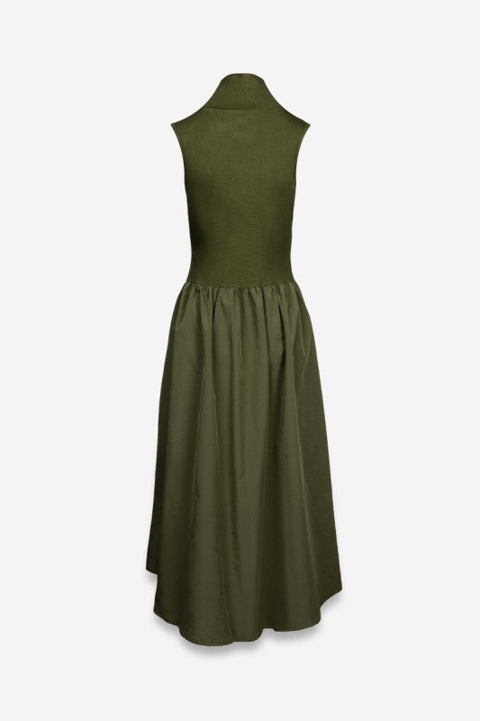 OLIVIA SLEEVELESS MOCKNECK DRESS - OLIVE GROVE