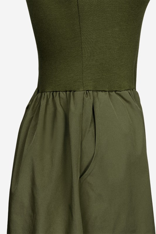 OLIVIA SLEEVELESS MOCKNECK DRESS - OLIVE GROVE