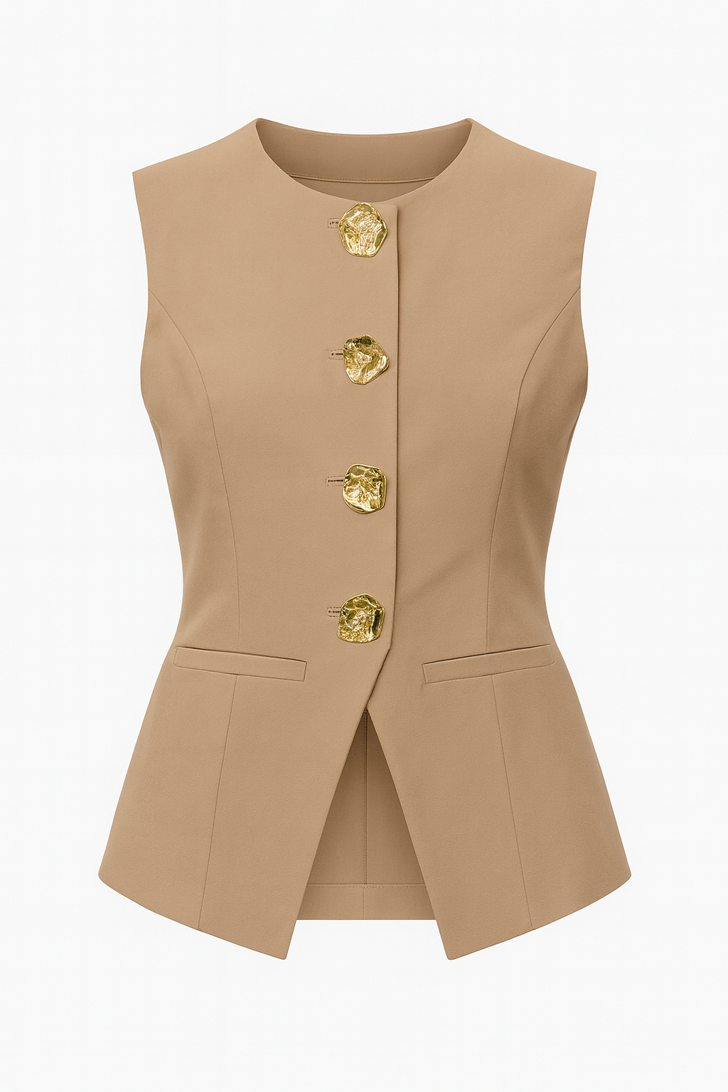 Lindsay Structured Button Vest- CARMEL DUNE (preorder 11/28)