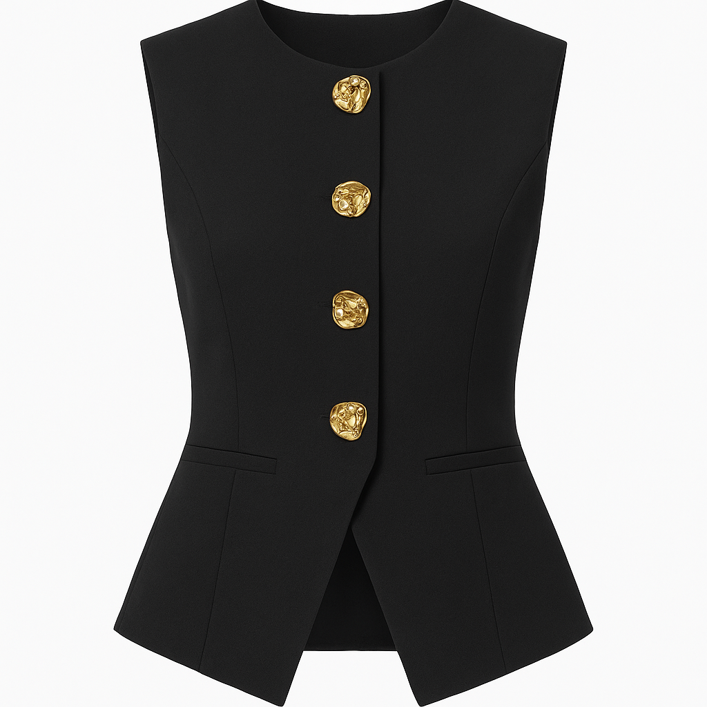 Lindsay Structured Button Vest- ONYX (preorder 11/28)