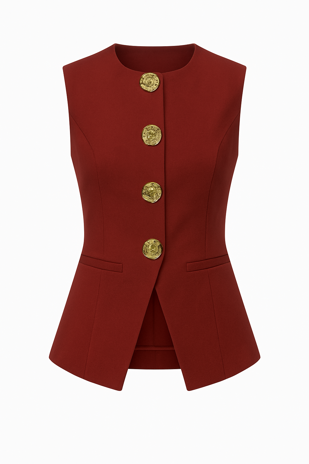 Lindsay Structured Button Vest- CINNAMON ROUGE (preorder 11/28)