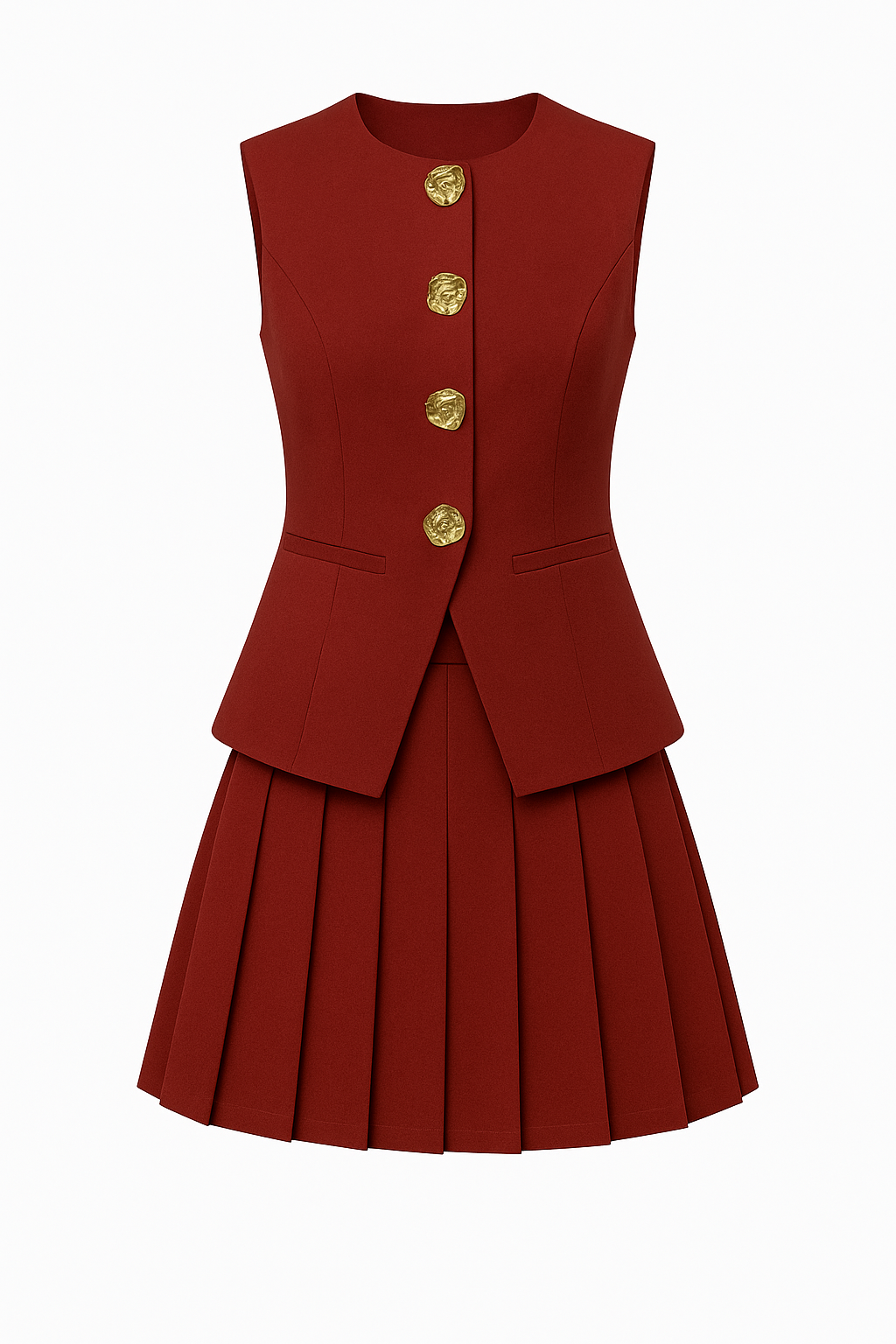 Lindsay High-Waisted Pleated Mini Skirt-CINNAMON ROUGE