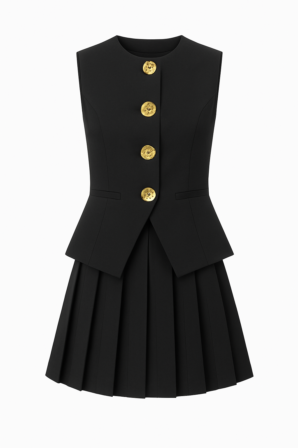 Lindsay High-Waisted Pleated Mini Skirt-ONYX
