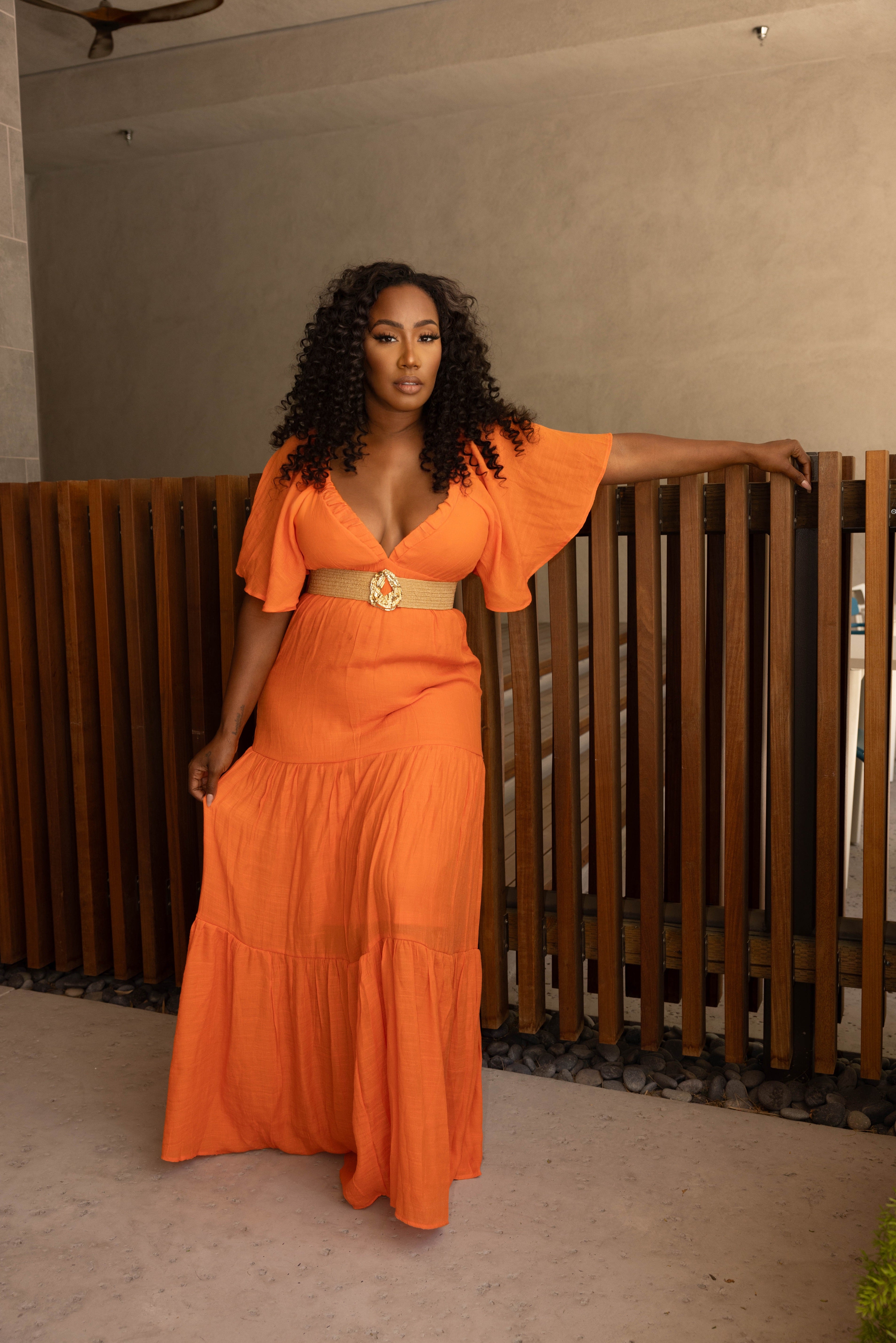 NEWPORT BEACH MAXI DRESS -BRIGHT ORANGE