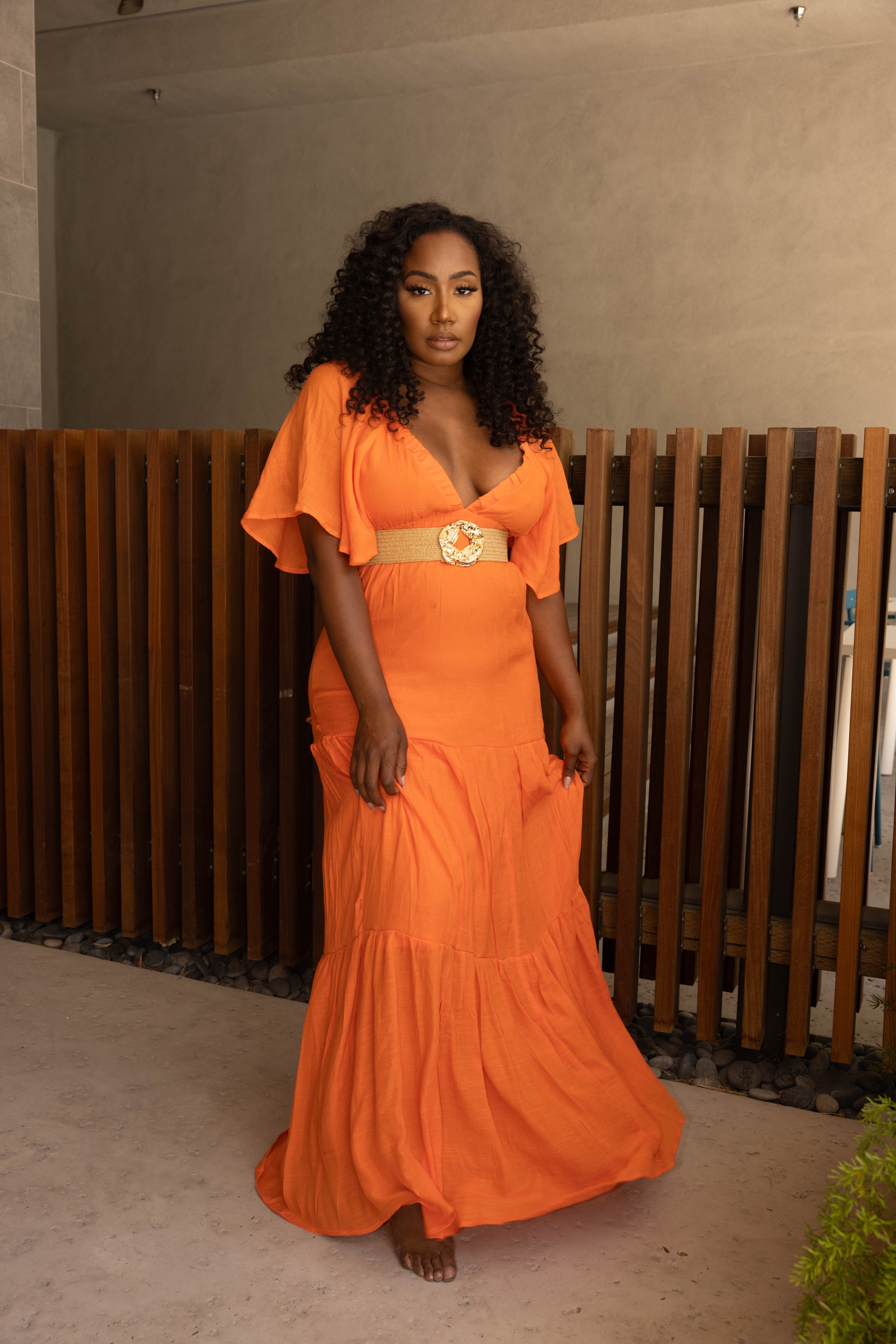 NEWPORT BEACH MAXI DRESS -BRIGHT ORANGE
