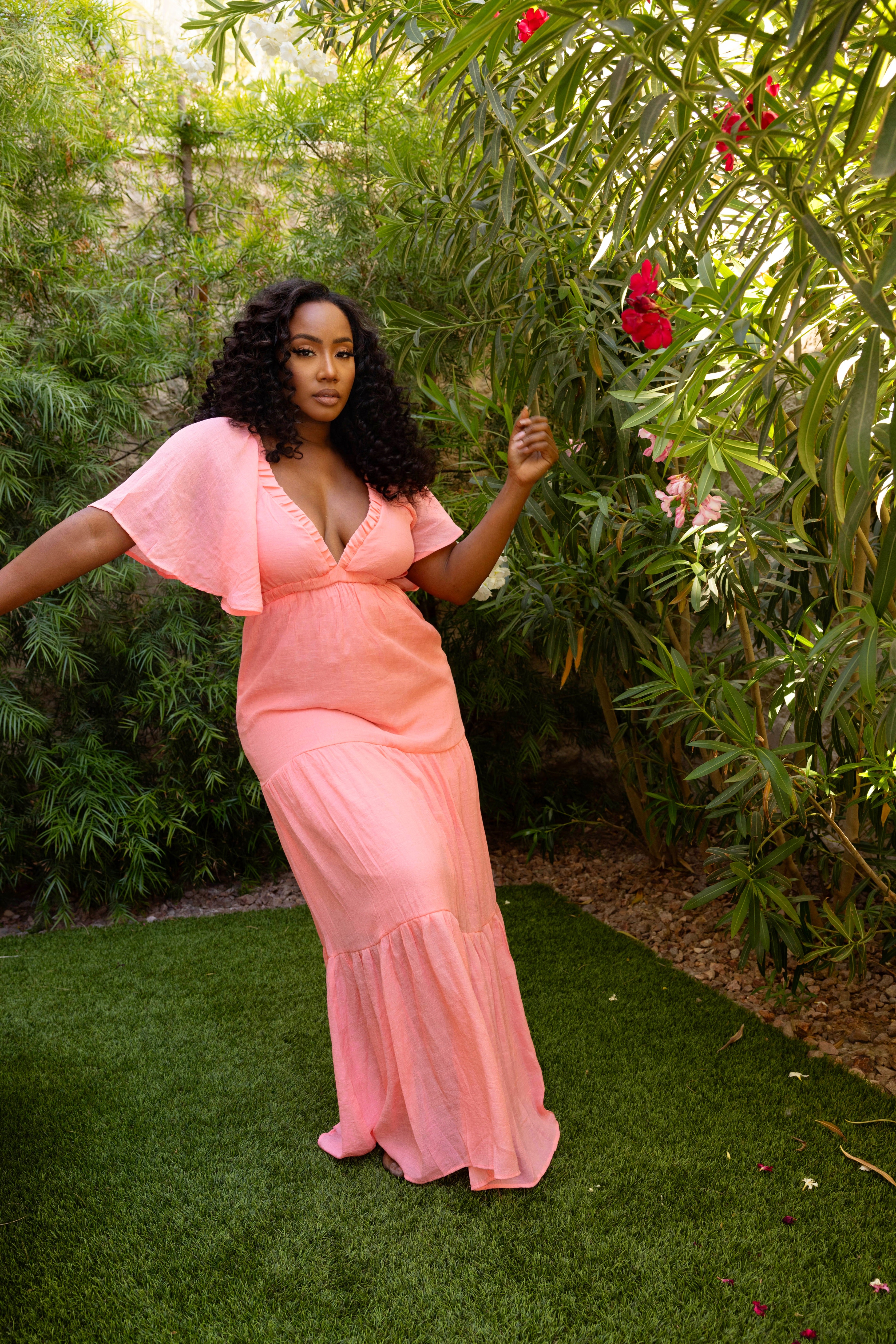 NEWPORT BEACH MAXI DRESS- LIGHT CORAL