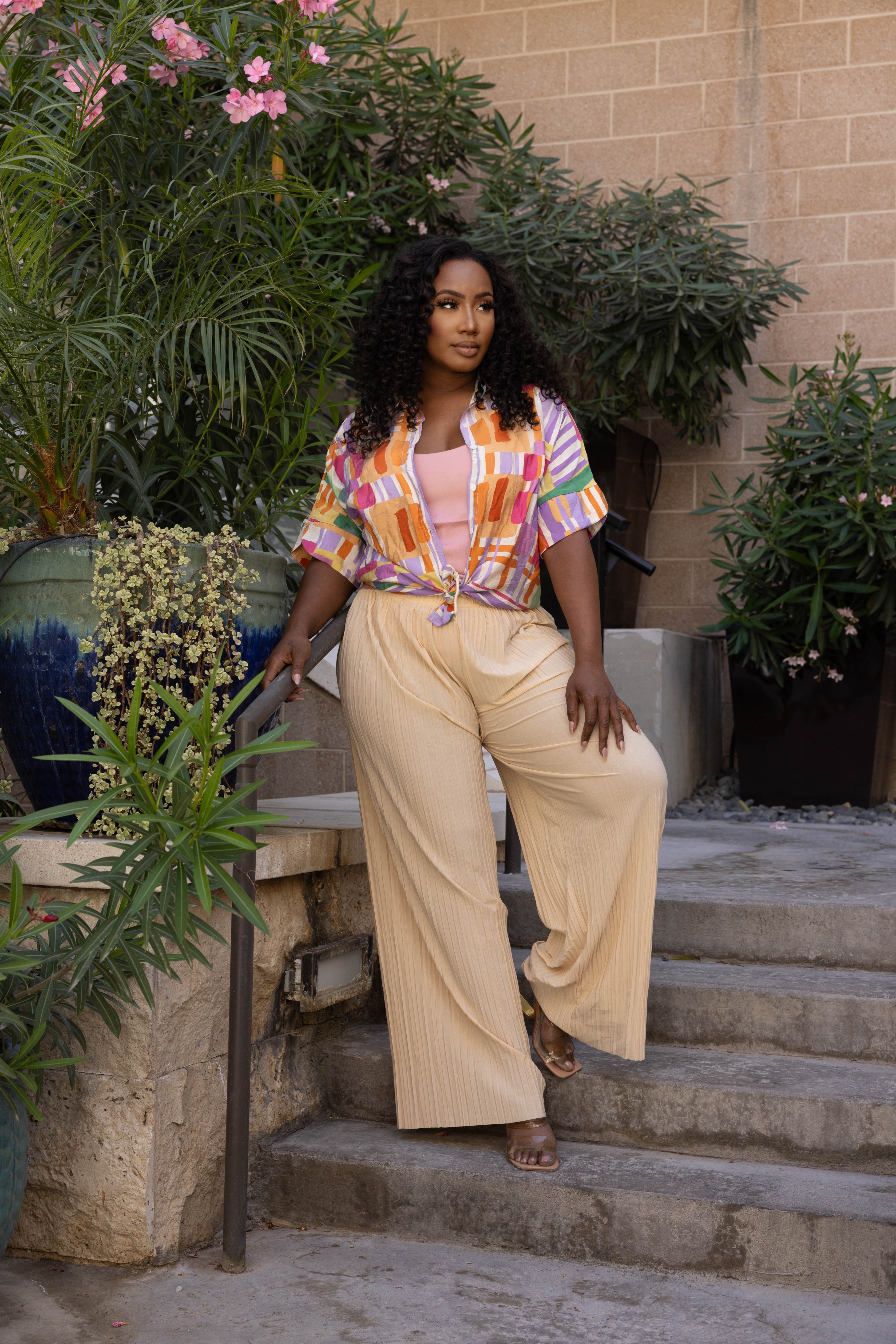 SUMMER BREEZE PLISS PANTS - SAND
