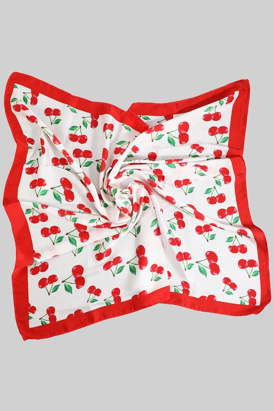 STRAWBERRY  SILKY SQUARE  SCARF - RED MULTI
