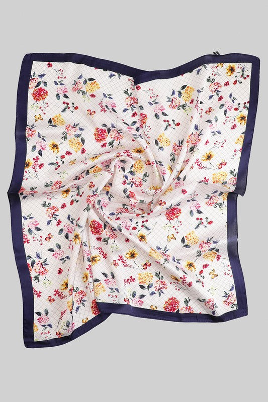 GEO FLORAL PRINTSILKY SQUARE  SCARF