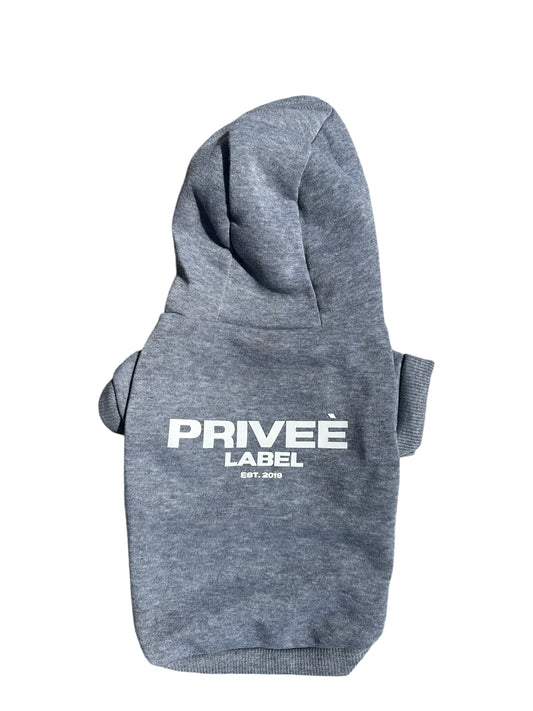 PRIVEE' PUP LOGO FLEECE HOODIE -HEATHER GREY