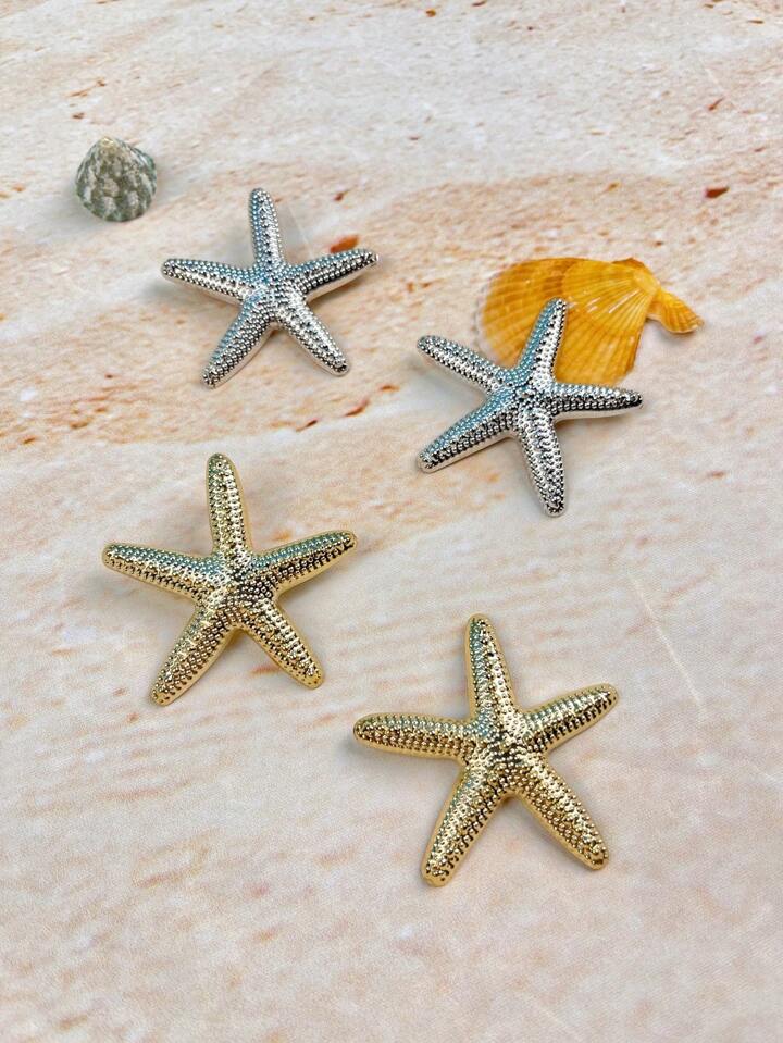OVERSIZE STARFISH DANGLE STUD EARRINGS - GOLD