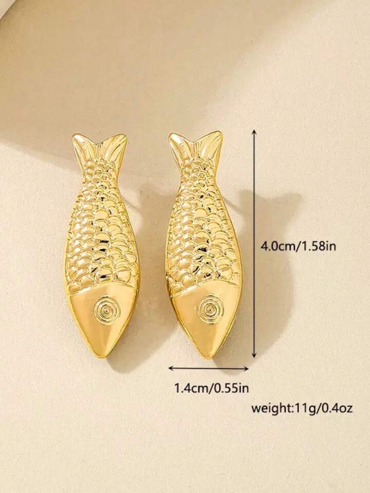 GOLDEN FISH DANGLE FISH STUD EARRINGS - GOLD