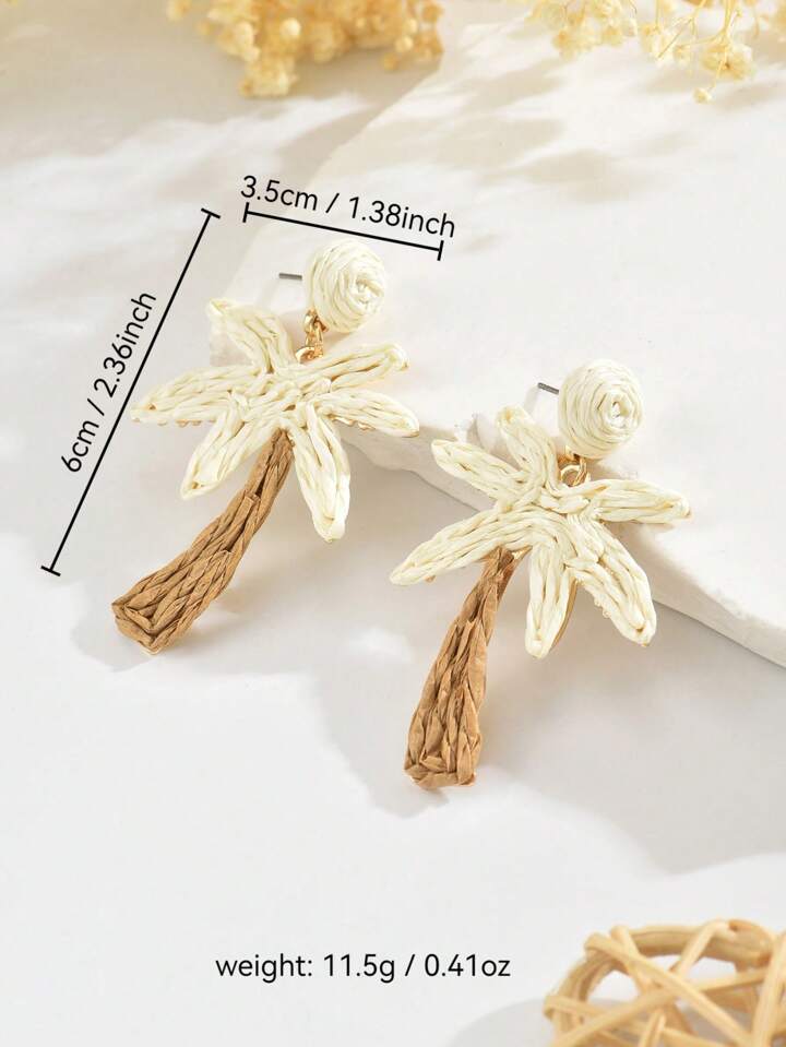 PALM TREES DANGLE EARRINGS - WHITE MULTI