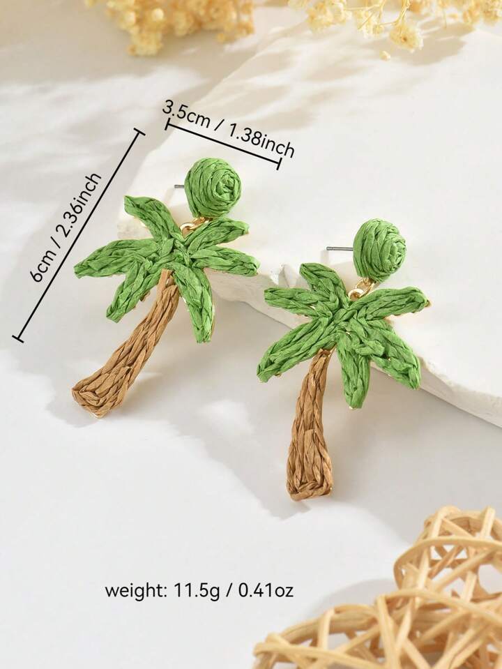 PALM TREES DANGLE EARRINGS - GREEN MULTI