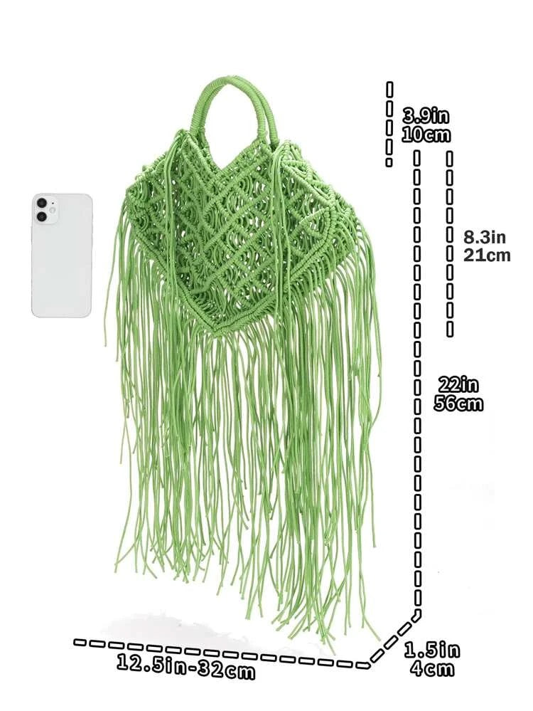 handbag macrame, tassel beach bag 