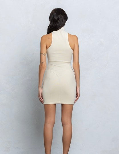 JOVIE MOCKNECK MINI DRESS- IVORY