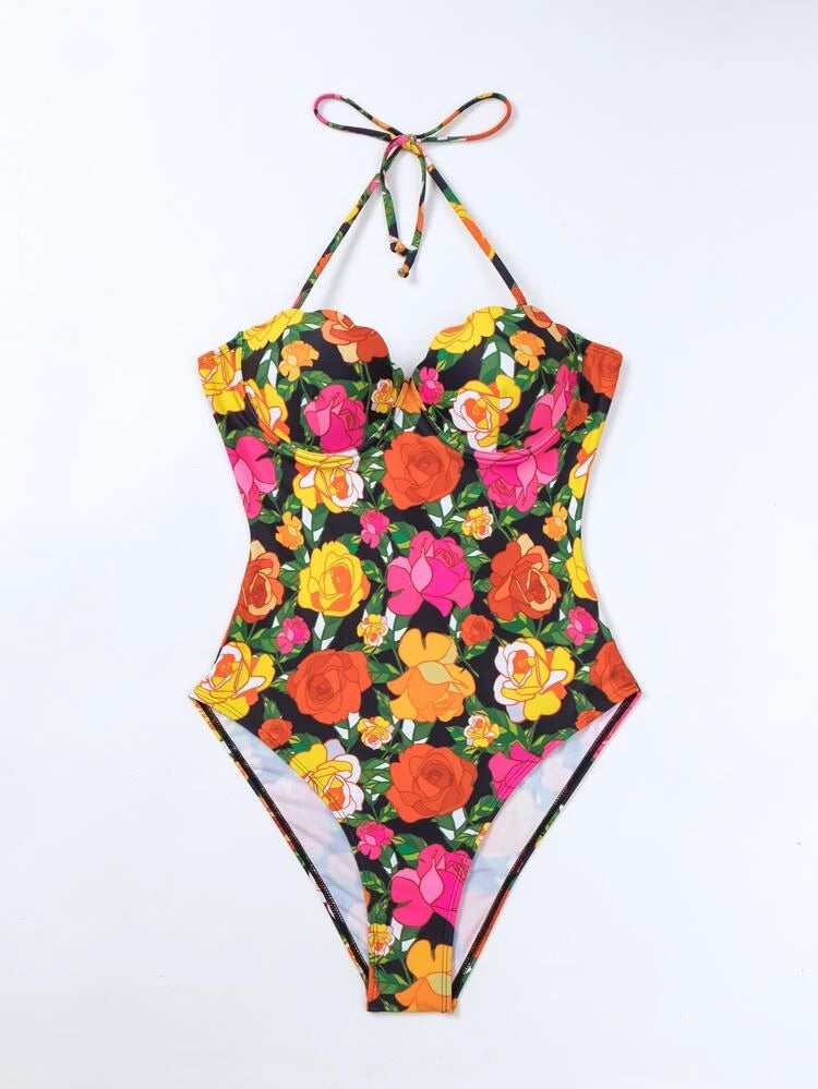 floral women bathing suit