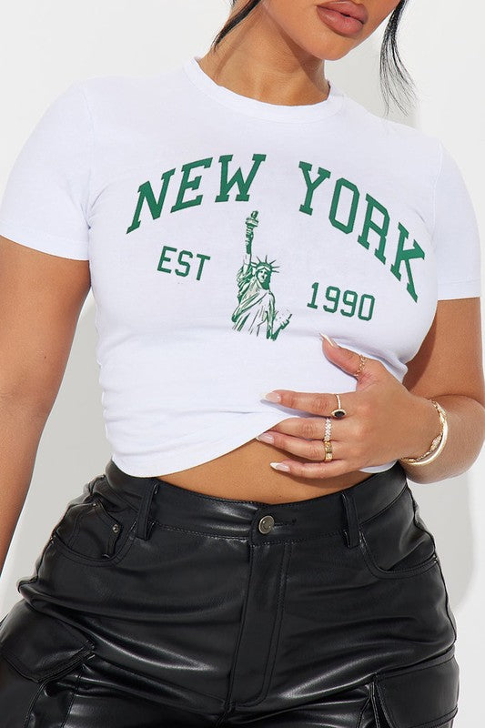 "LIBERTY" GRAPHIC CROP TEE - WHITE