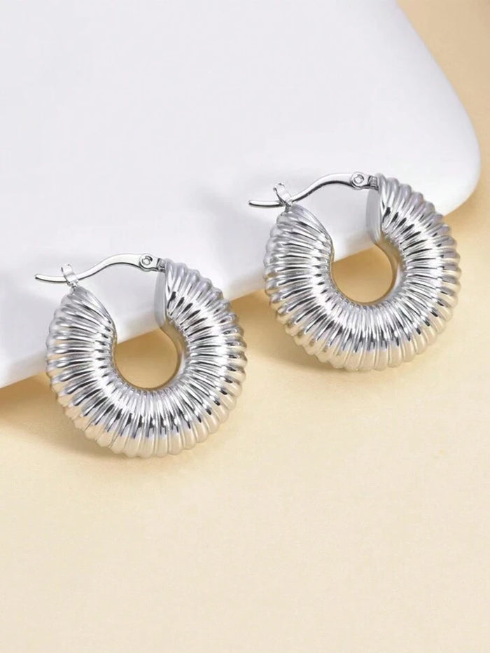 silver womens textur hoop earrings 