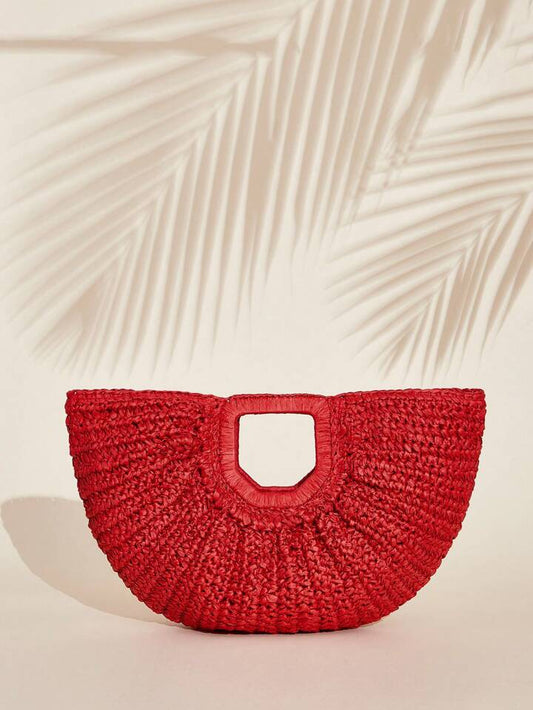 RED SUMMER STRAW BAG WOMENS 