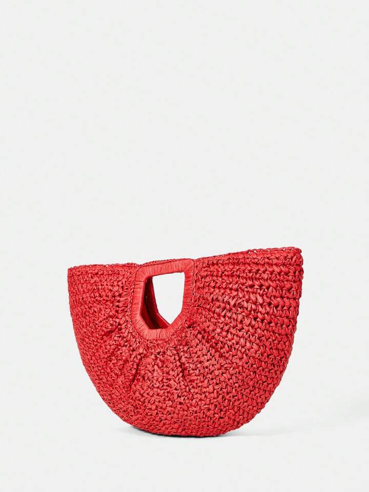 "SURF CITY" STRAW CLUTCH BAG - ROUGE RED