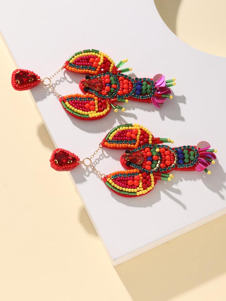 "LOBSTER" DROP EARRINGS- ROUGE RED