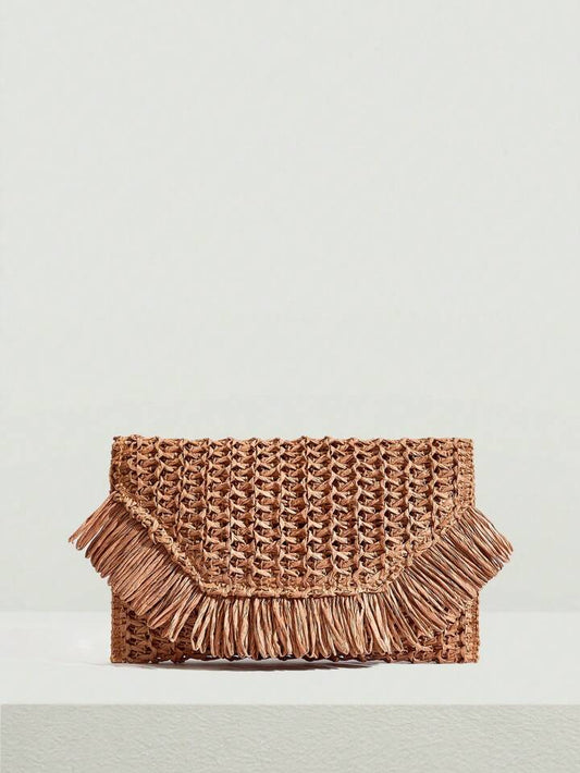 tan natural clutch summer handbag purse womens 
