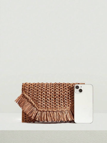 "VACAY" STRAW CLUTCH - NATURAL