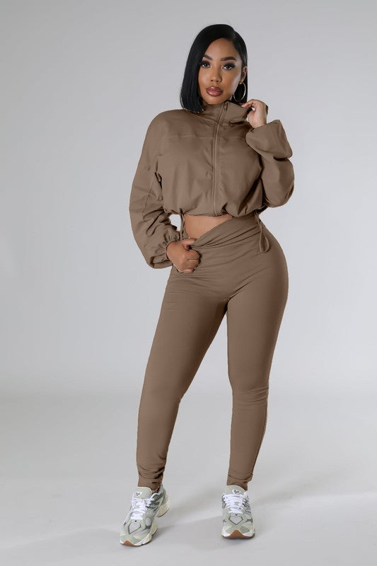 IOTA  JACKET AND LEGGING 2PC SET -DARK MOCHA