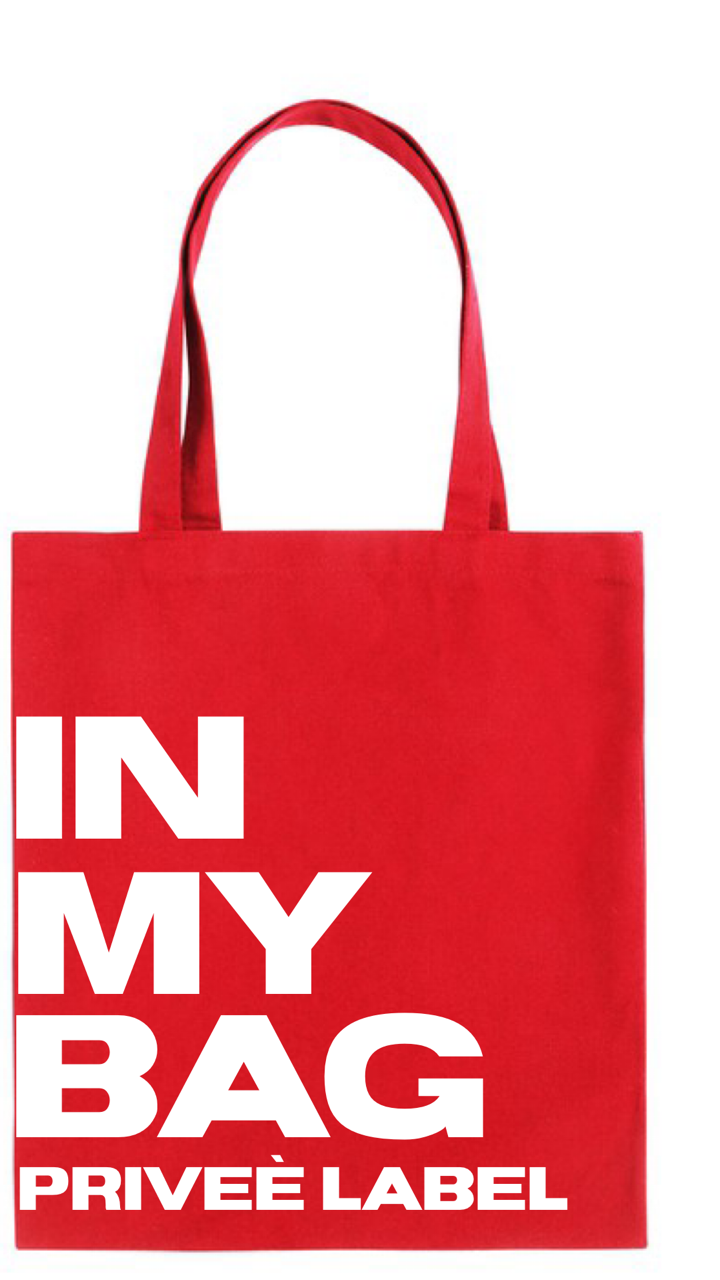 "IN MY BAG" CANVAS TOTE BAG- RED  *PREORDER