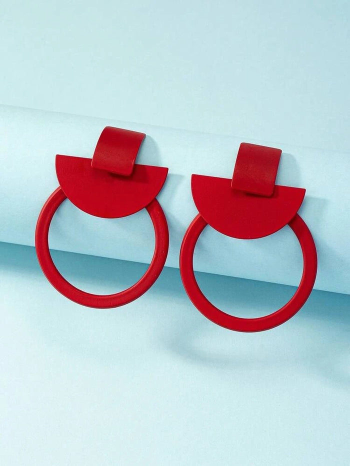 KNOXX  GEOMETRIC  EARRINGS - ROUGE RED