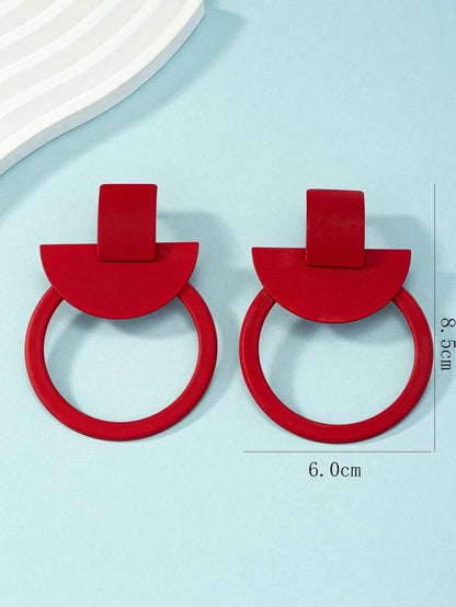 KNOXX  GEOMETRIC  EARRINGS - ROUGE RED