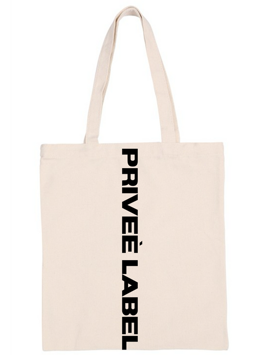 PRIVEE LABEL CANVAS TOTE BAG -OFF WHITE