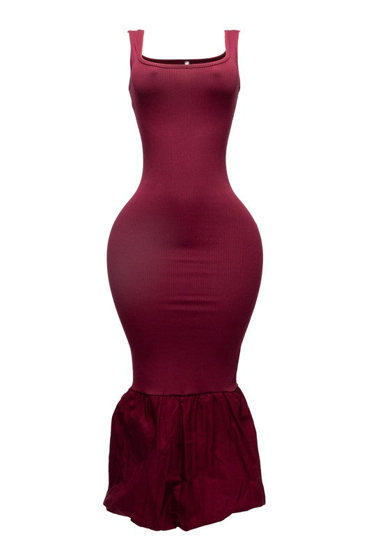 FINE LIKE WINE MERMAID BUBBLE HEM DRESS - BURGUNDY WINE