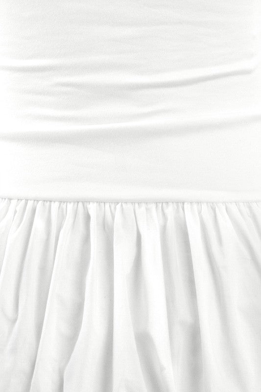 JUST A GIRL BUBBLE HEM DRESS - CLASSIC WHITE