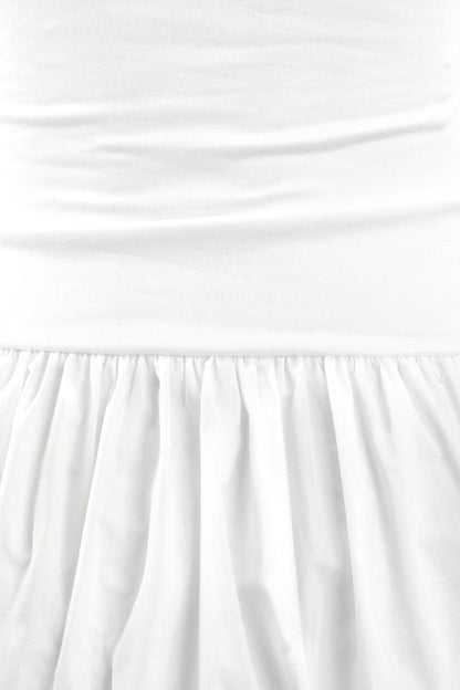 JUST A GIRL BUBBLE HEM DRESS - CLASSIC WHITE