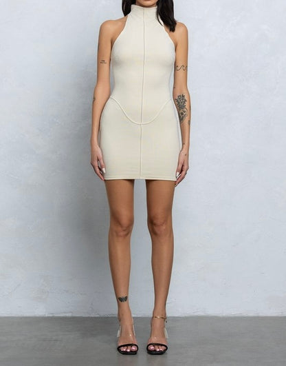 JOVIE MOCKNECK MINI DRESS- IVORY