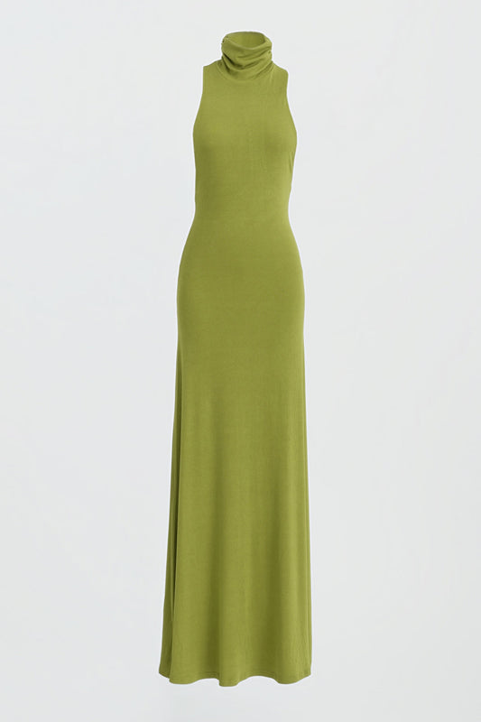 BRIENNE  TURTLENECK MAXI DRESS - MOSS GREEN