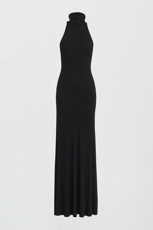 BRIENNE  TURTLENECK MAXI DRESS - NOIR BLACK