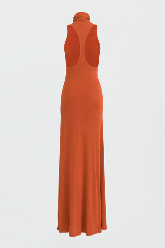 BRIENNE  TURTLENECK MAXI DRESS - PUMPKIN ORANGE