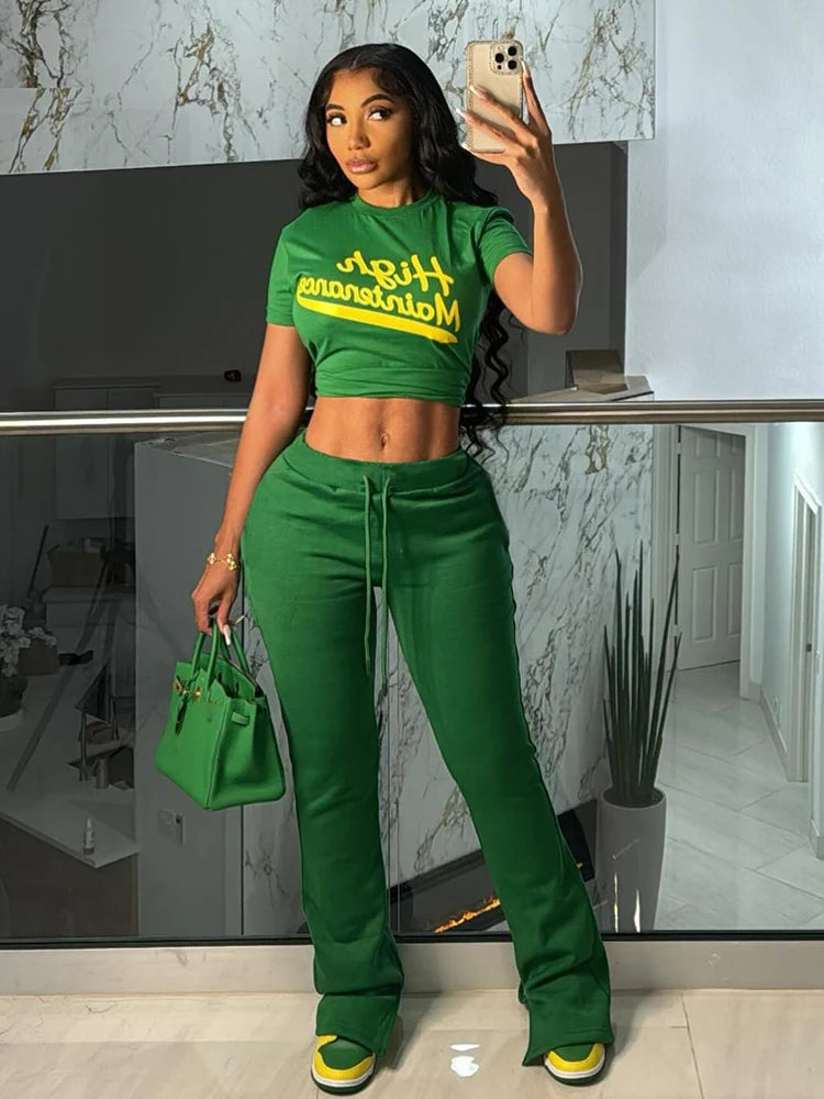 HIGH MAINTENANCE CASUAL TRACKSUIT SET - GREEN